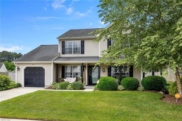 1205 Woods Way, Chesapeake, VA 23323 - traditional-style home with an attached garage, concrete driveway, and a shingled roof