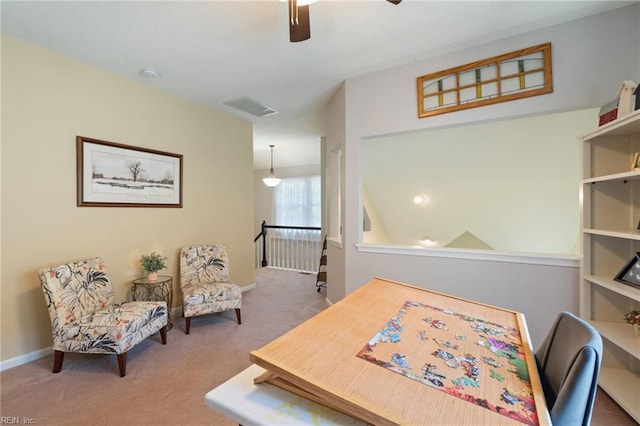 1013 Winged Foot Ct Unit A, Chesapeake, VA 23320 - living area featuring an upstairs landing, carpet flooring, and ceiling fan