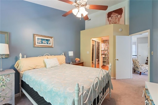 1013 Winged Foot Ct Unit A, Chesapeake, VA 23320 - carpeted bedroom featuring high vaulted ceiling and ceiling fan