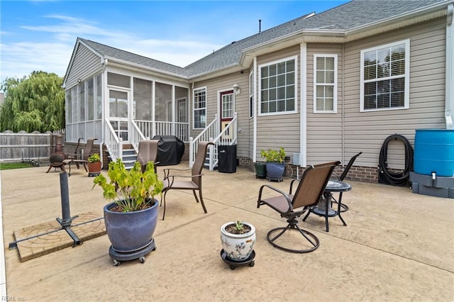 2000 Kelsey Bay Ct, Chesapeake, VA 23323 - view of patio / terrace featuring a sunroom, entry steps, and grilling area