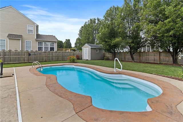 2000 Kelsey Bay Ct, Chesapeake, VA 23323 - view of pool featuring a shed, a fenced backyard, and a patio area