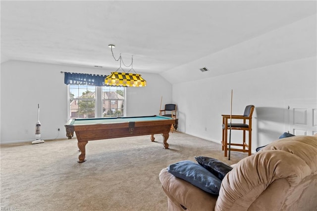 2000 Kelsey Bay Ct, Chesapeake, VA 23323 - playroom featuring lofted ceiling, pool table, and carpet floors