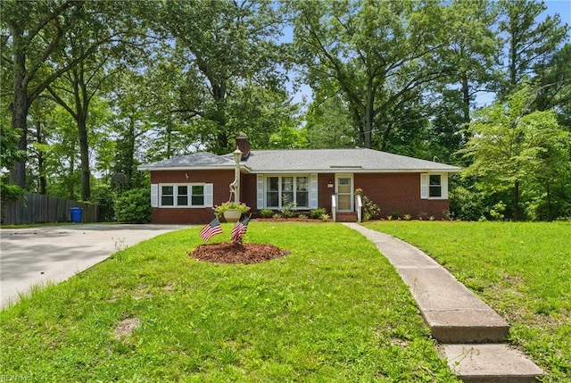 512 Rock Dr, Chesapeake, VA 23323 - ranch-style home featuring brick siding and a chimney