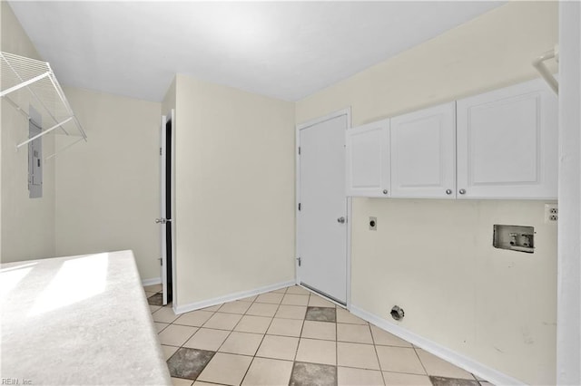 2505 Castle Hill Ct, Virginia Beach, VA 23454 - laundry area with cabinet space, hookup for a washing machine, hookup for an electric dryer, light tile patterned floors, and electric panel