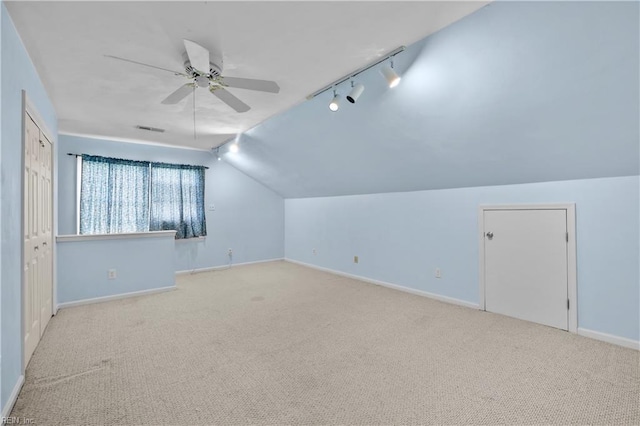 2505 Castle Hill Ct, Virginia Beach, VA 23454 - additional living space featuring ceiling fan, vaulted ceiling, and carpet