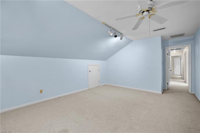 2505 Castle Hill Ct, Virginia Beach, VA 23454 - additional living space with ceiling fan, light carpet, and vaulted ceiling