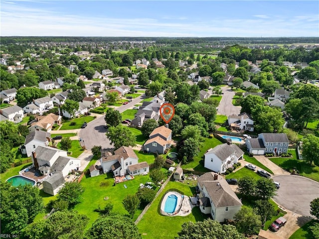 2505 Castle Hill Ct, Virginia Beach, VA 23454 - aerial perspective of suburban area featuring a pool area