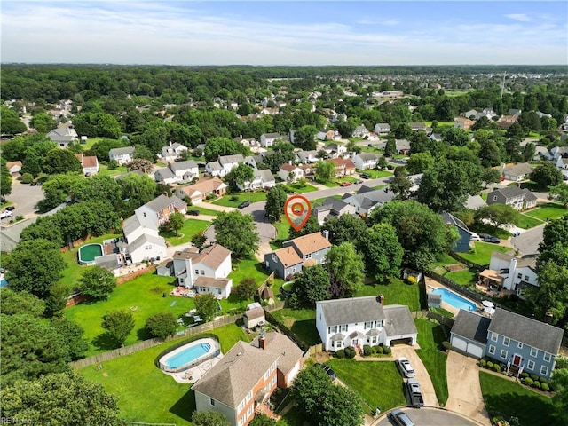 2505 Castle Hill Ct, Virginia Beach, VA 23454 - aerial view of residential area featuring a pool area