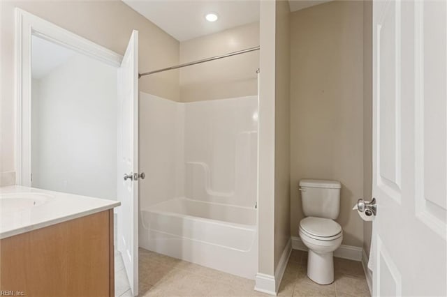 6885 Colemans Crossing Ave, Hayes, VA 23072 - bathroom with vanity, shower / washtub combination, tile patterned floors, and recessed lighting