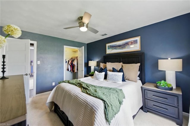 3441 Daisy Cres, Virginia Beach, VA 23453 - bedroom with carpet floors, a closet, a walk in closet, and a ceiling fan