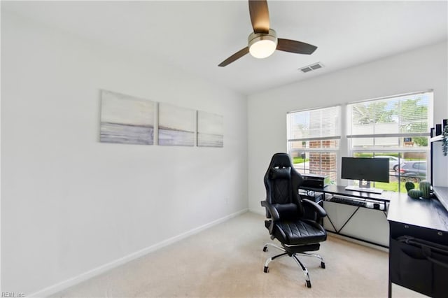 3441 Daisy Cres, Virginia Beach, VA 23453 - office area featuring light colored carpet and a ceiling fan