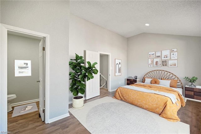 3720 Northwood Ct, Virginia Beach, VA 23452 - bedroom featuring wood finished floors, vaulted ceiling, a textured ceiling, and recessed lighting