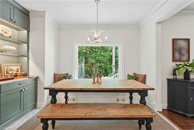 409 Torre Pine Ct, Chesapeake, VA 23322 - dining area with a chandelier, breakfast area, and crown molding