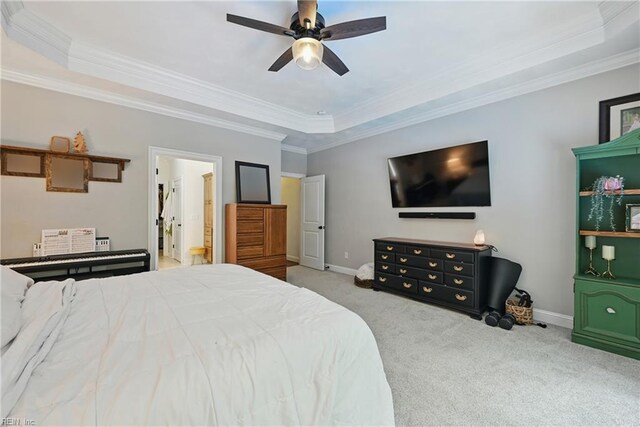 409 Torre Pine Ct, Chesapeake, VA 23322 - bedroom with carpet floors, a raised ceiling, crown molding, and ceiling fan