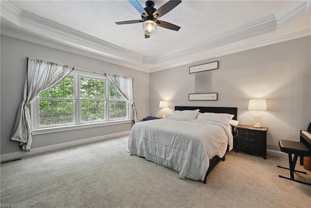 409 Torre Pine Ct, Chesapeake, VA 23322 - bedroom with a tray ceiling, carpet flooring, ornamental molding, and a ceiling fan