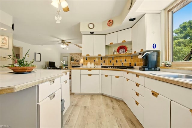 1737 Pleasant Ridge Rd, Virginia Beach, VA 23457 - kitchen with ceiling fan, healthy amount of natural light, tasteful backsplash, light wood-type flooring, and recessed lighting