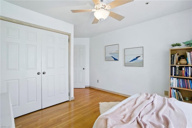 1737 Pleasant Ridge Rd, Virginia Beach, VA 23457 - bedroom with light wood-type flooring, a closet, and a ceiling fan