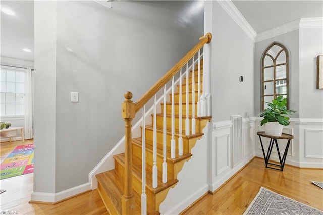 20517 Madison Ct, Smithfield, VA 23430 - staircase featuring wood finished floors and ornamental molding