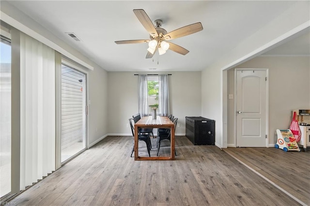 1832 Andrews Blvd, Hampton, VA 23663 - dining space with a ceiling fan and wood finished floors