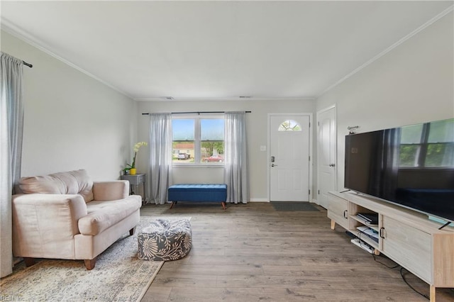 1832 Andrews Blvd, Hampton, VA 23663 - living room featuring ornamental molding and wood finished floors