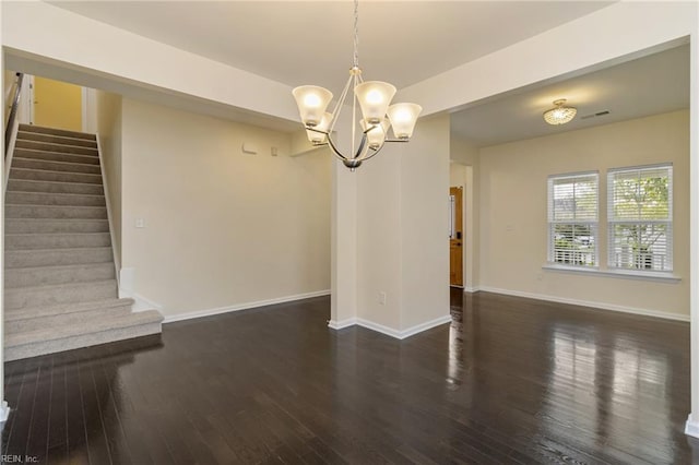 3112 Sybilla St, Chesapeake, VA 23323 - unfurnished dining area featuring hardwood / wood-style flooring, a chandelier, and stairs