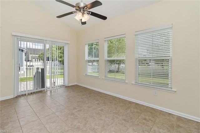 3112 Sybilla St, Chesapeake, VA 23323 - spare room featuring vaulted ceiling, ceiling fan, and light tile patterned floors