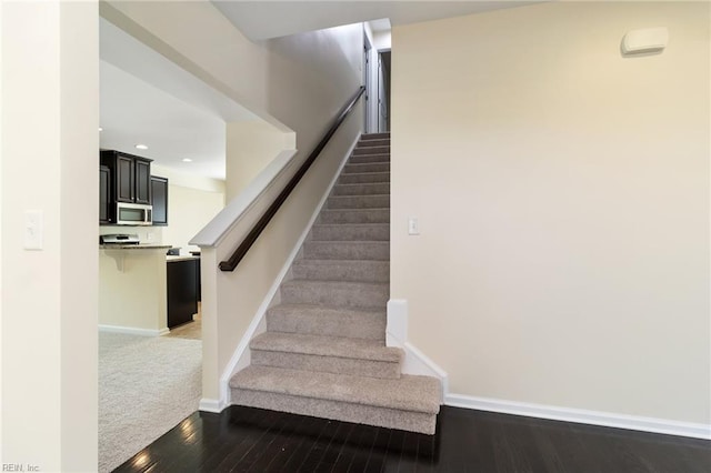 3112 Sybilla St, Chesapeake, VA 23323 - stairs featuring wood finished floors, carpet flooring, and recessed lighting