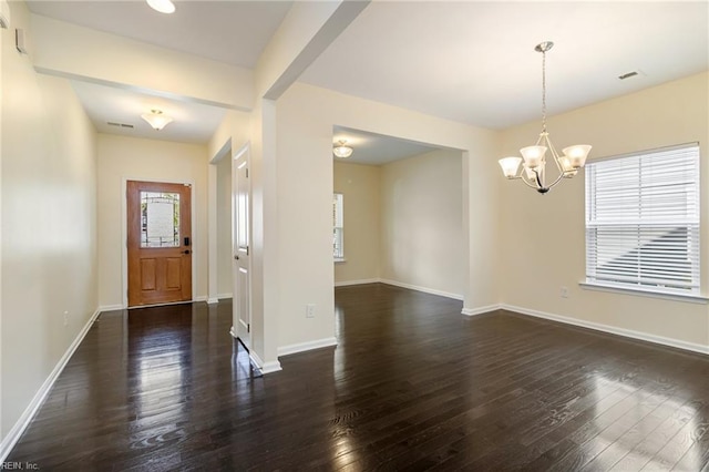 3112 Sybilla St, Chesapeake, VA 23323 - foyer entrance with dark wood-type flooring and a chandelier