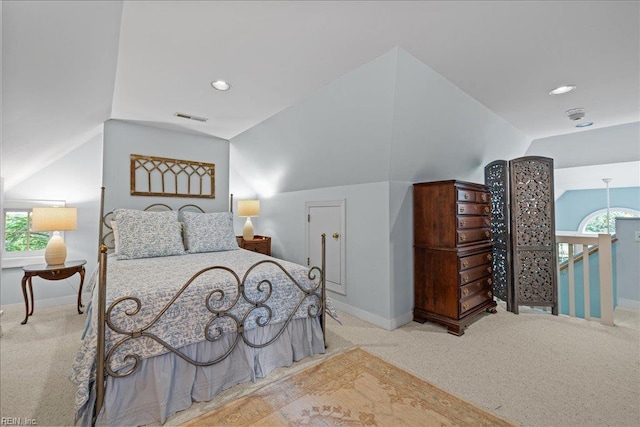 537 Cavalier Dr, Virginia Beach, VA 23451 - bedroom with lofted ceiling, carpet, and recessed lighting