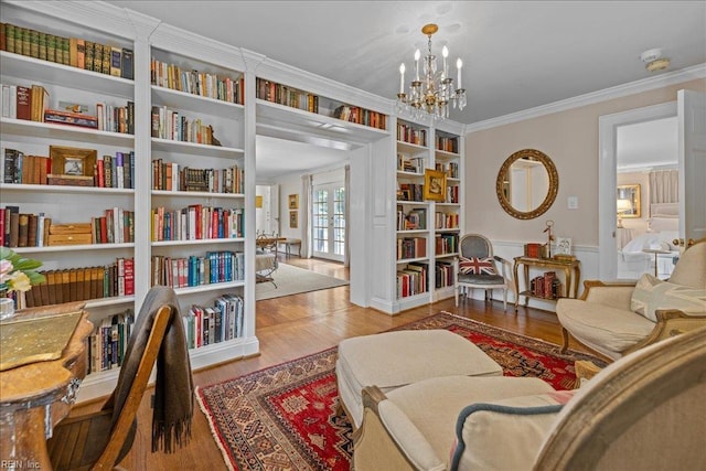537 Cavalier Dr, Virginia Beach, VA 23451 - living area with crown molding, a chandelier, and wood finished floors