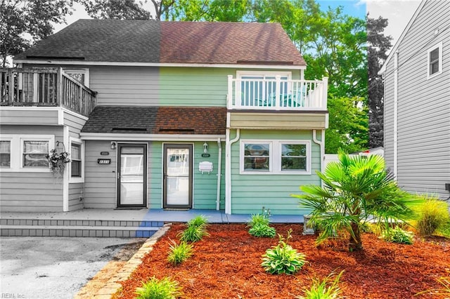 1509 Cypress Ave, Virginia Beach, VA 23451 - view of front of property featuring a balcony, a shingled roof, and a porch