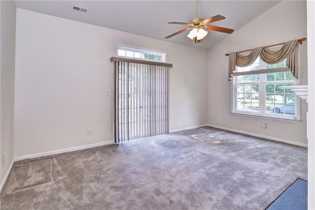 6667 Rexford Ln, Williamsburg, VA 23188 - carpeted empty room featuring ceiling fan and vaulted ceiling