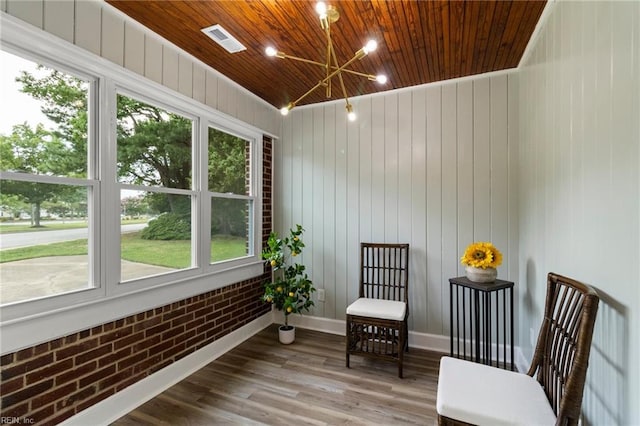 1 N Greenfield Ave, Hampton, VA 23666 - living area featuring wood ceiling, a chandelier, and wood finished floors