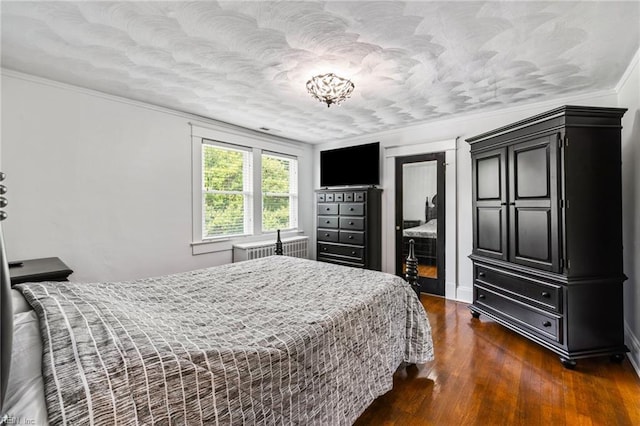 112 Fayton Ave, Norfolk, VA 23505 - bedroom featuring radiator, dark wood finished floors, and ornamental molding