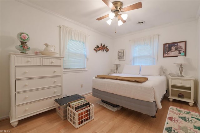 1328 Burlington Rd, Virginia Beach, VA 23464 - bedroom with ornamental molding, light wood-style floors, and a ceiling fan