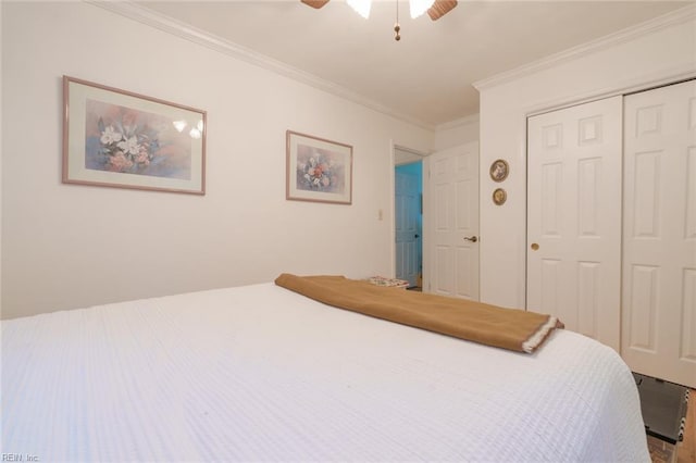 1328 Burlington Rd, Virginia Beach, VA 23464 - bedroom with a closet, crown molding, and a ceiling fan