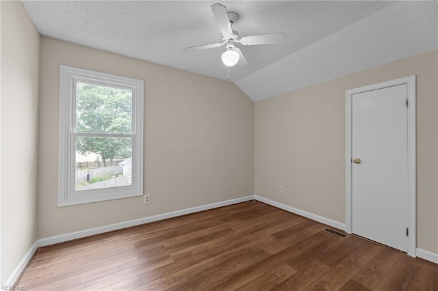 890 Brompton Ct, Newport News, VA 23608 - spare room with wood finished floors, a textured ceiling, ceiling fan, and lofted ceiling