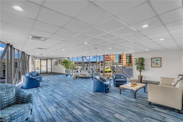 4004 Atlantic Ave Unit 309, Virginia Beach, VA 23451 - community lobby featuring floor to ceiling windows, a paneled ceiling, and recessed lighting