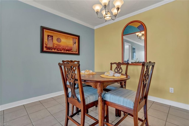 4004 Atlantic Ave Unit 309, Virginia Beach, VA 23451 - dining area with a chandelier, light tile patterned flooring, and ornamental molding