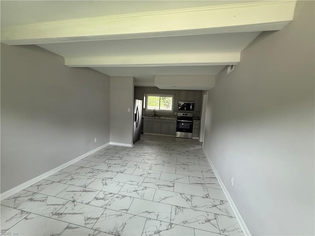 613 Presidential Blvd, Virginia Beach, VA 23452 - hall featuring light marble finish floors and beam ceiling