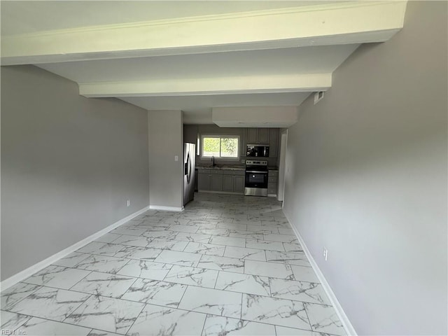 613 Presidential Blvd, Virginia Beach, VA 23452 - hallway with light marble finish floors and beamed ceiling