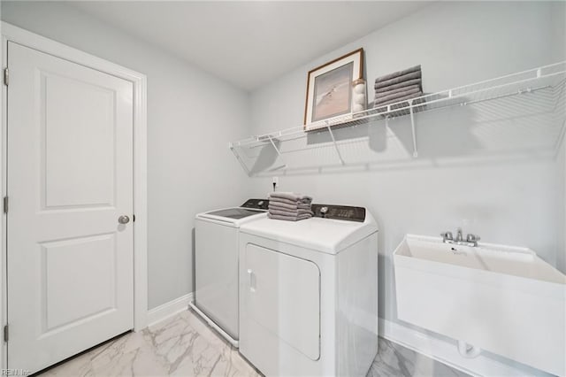 1239 Kidbrooke St, Chesapeake, VA 23322 - laundry room featuring separate washer and dryer and light marble finish floors