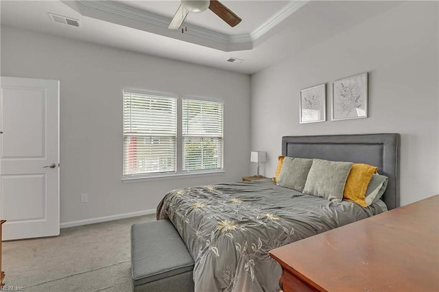 4321 Sconce, Williamsburg, VA 23188 - bedroom with a raised ceiling, crown molding, carpet flooring, and ceiling fan
