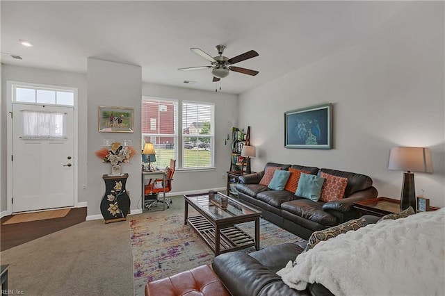4321 Sconce, Williamsburg, VA 23188 - living area featuring ceiling fan and carpet