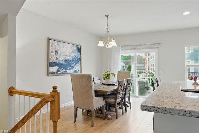 3102 Rollie Way, Chesapeake, VA 23323 - dining area featuring a chandelier, light wood-type flooring, and recessed lighting