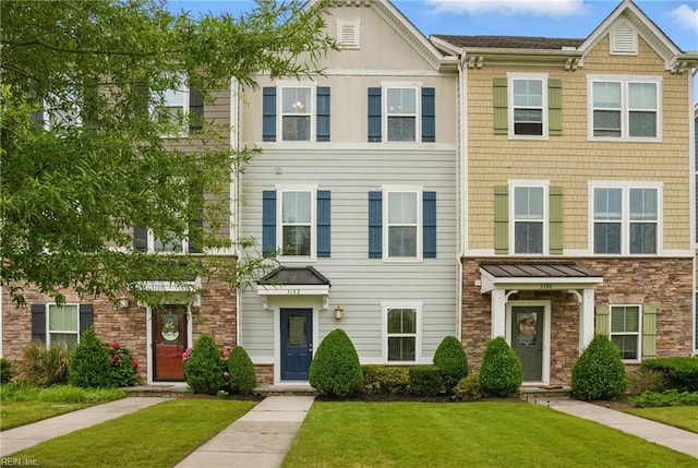 3102 Rollie Way, Chesapeake, VA 23323 - view of property featuring stone siding and a front lawn
