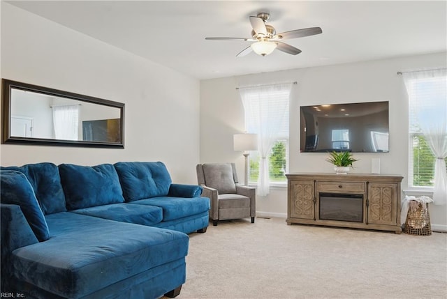 3102 Rollie Way, Chesapeake, VA 23323 - living room featuring healthy amount of natural light, carpet flooring, and a ceiling fan
