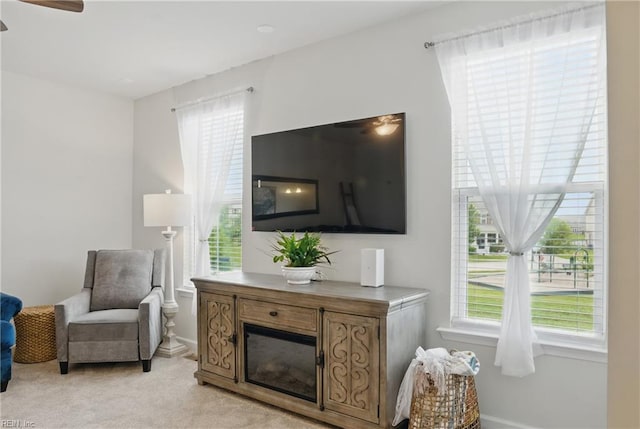 3102 Rollie Way, Chesapeake, VA 23323 - living area with plenty of natural light, light carpet, and a ceiling fan