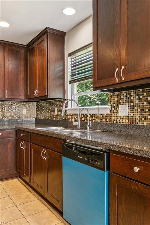 305 Roane Dr, Hampton, VA 23669 - kitchen with dishwasher, light tile patterned flooring, and decorative backsplash