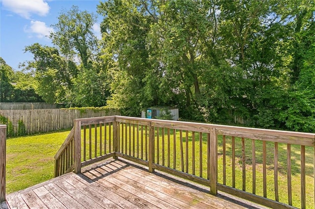 305 Roane Dr, Hampton, VA 23669 - deck featuring a storage unit and a fenced backyard